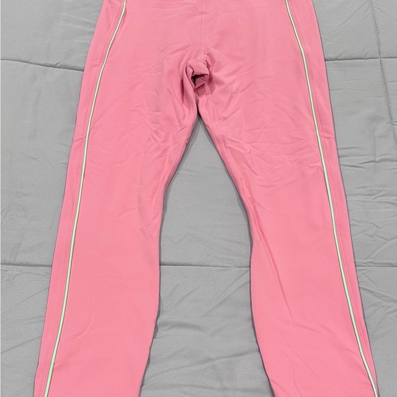 Fabletics Pureluxe Pink Leggings with Lime Green Accents - Picture 1 of 3